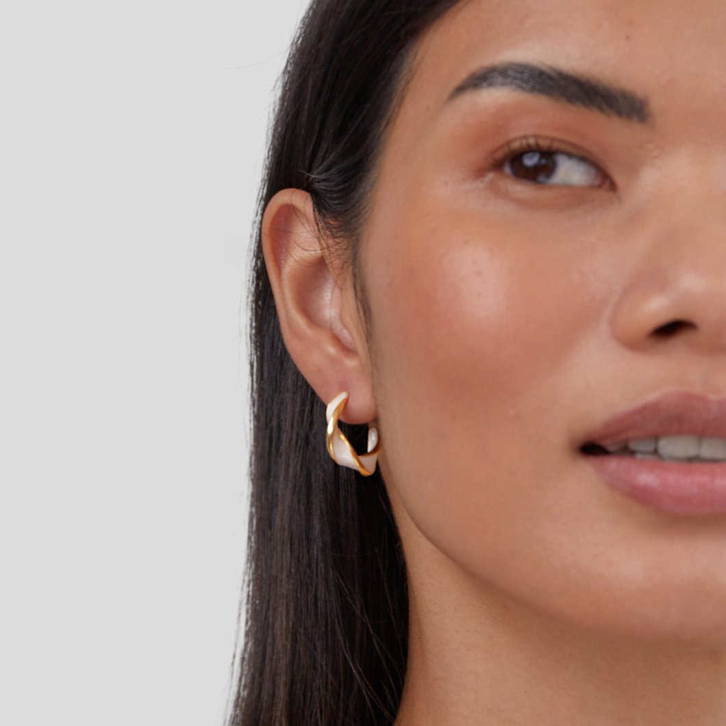 Mother of Pearl Hoop Earrings – Everyday Wear, Gift for Her