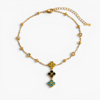 Ivy Crystal Clover Drop Anklet