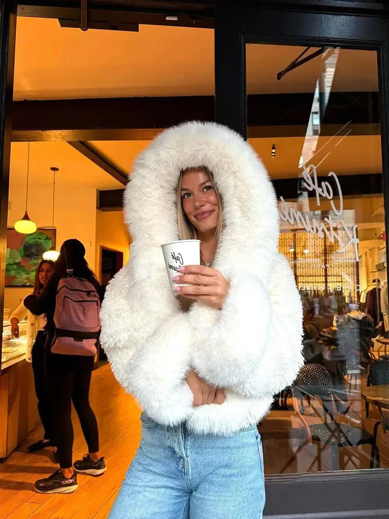 Oversized Faux Fur Hooded Winter Coat for Women - Cozy and Stylish Outerwear