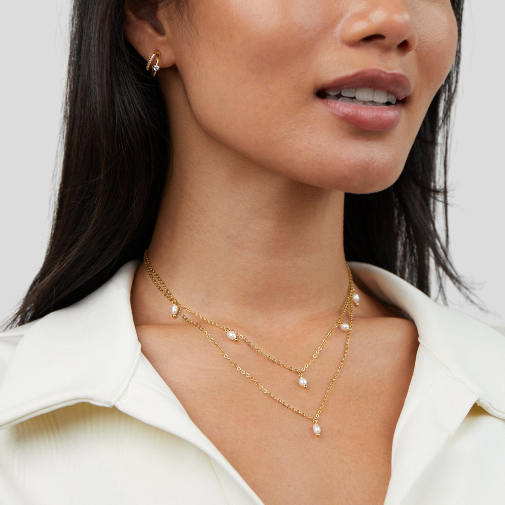 Perlen-Drop-Layered-Halskette – Geschenk, Alltag