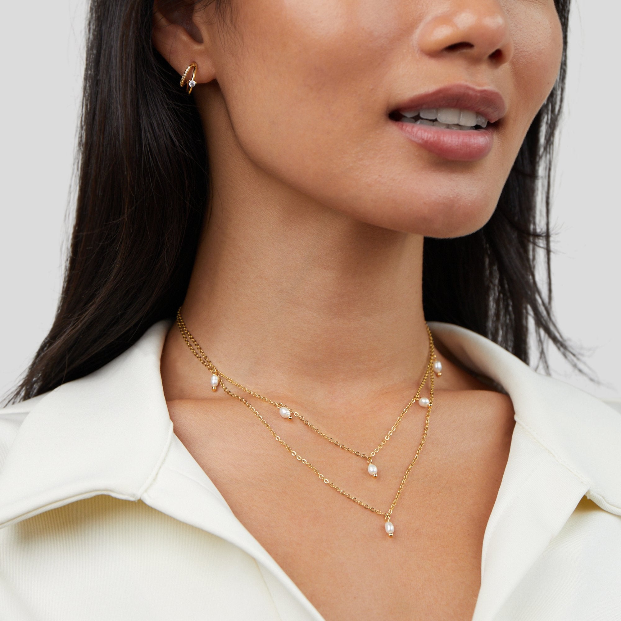Perlen-Drop-Layered-Halskette – Geschenk, Alltag