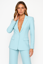 Women's Plunging Trouser Suit Set | Single Button Design | Elegant Office or Formal Wear