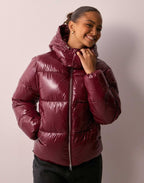 Shiny Quilted Jacket for Women with Removable Hood - Chic Casual Outerwear