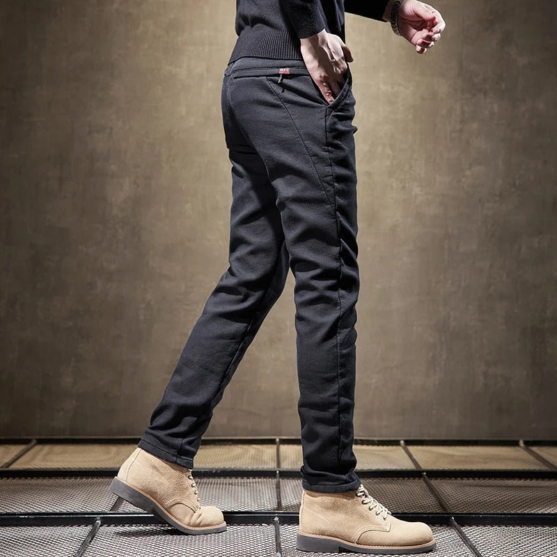 Slim-Fit Cotton Blend Casual Pants for Men | Comfortable Everyday Wear | Available in Multiple Colors