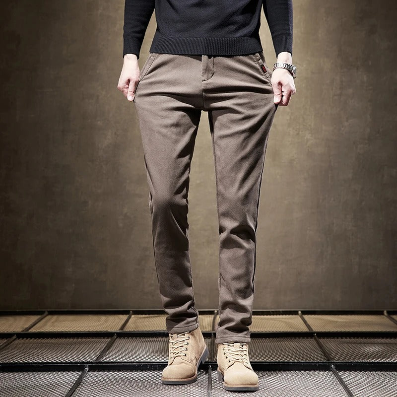 Slim-Fit Cotton Blend Casual Pants for Men | Comfortable Everyday Wear | Available in Multiple Colors