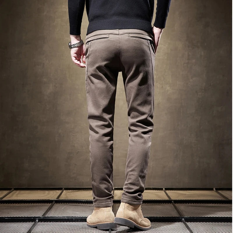 Slim-Fit Cotton Blend Casual Pants for Men | Comfortable Everyday Wear | Available in Multiple Colors