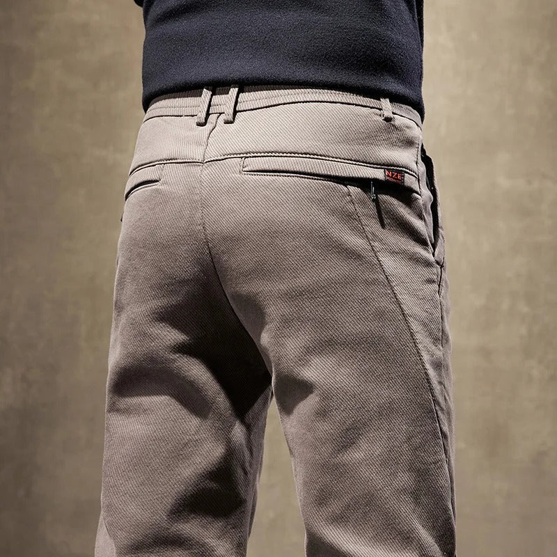 Slim-Fit Cotton Blend Casual Pants for Men | Comfortable Everyday Wear | Available in Multiple Colors