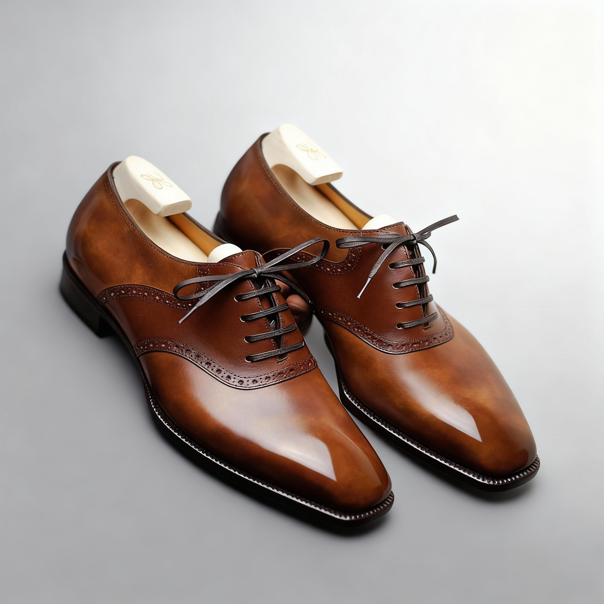 Tan Leather Brogue Oxfords for Men | Classic Dress Shoes for Formal Wear