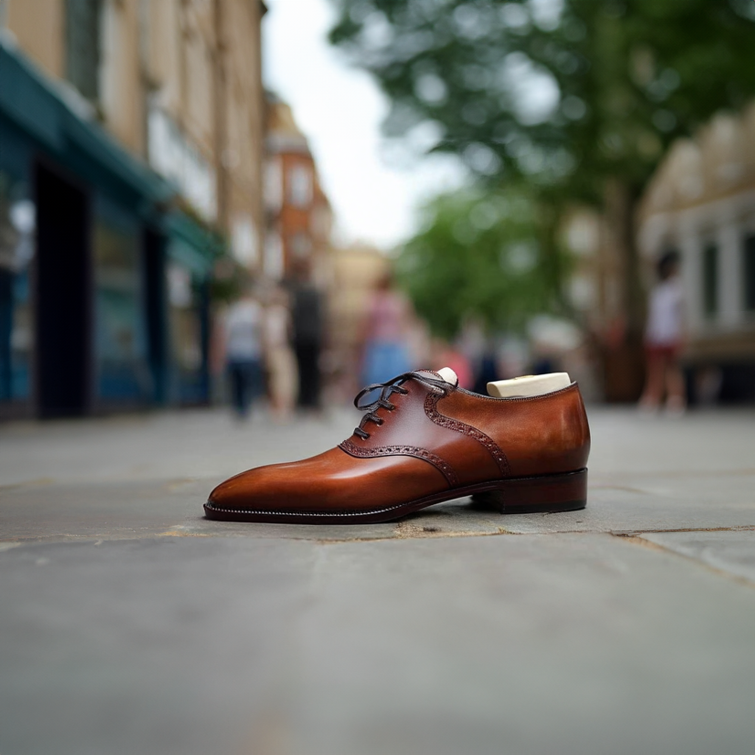 Tan Leather Brogue Oxfords for Men | Classic Dress Shoes for Formal Wear