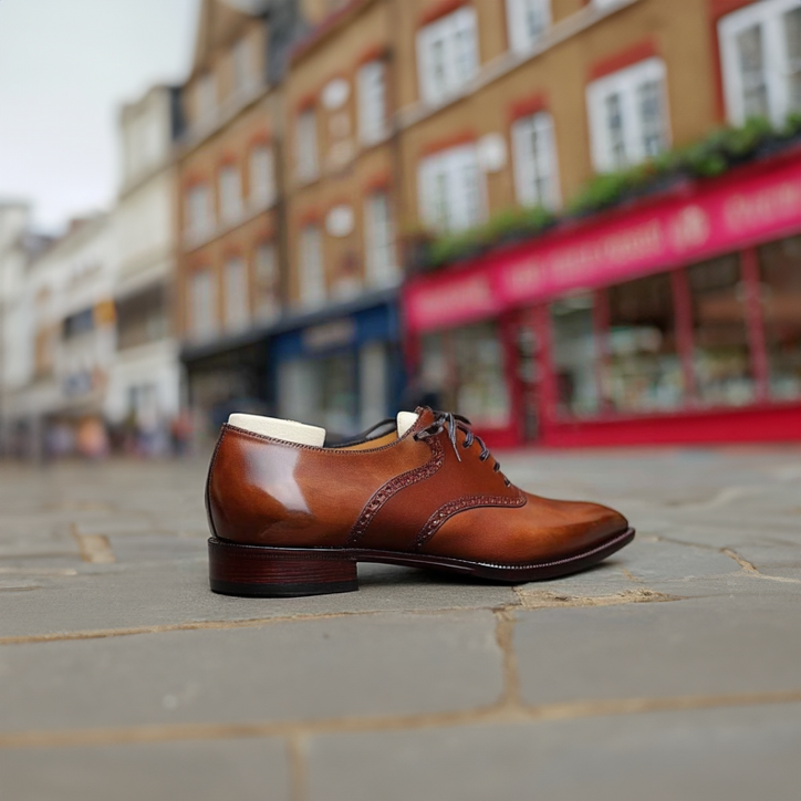 Tan Leather Brogue Oxfords for Men | Classic Dress Shoes for Formal Wear