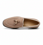 Taupe Suede Loafers for Men - Casual Tassel Design for Everyday Wear