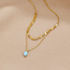 Teardrop Layered Necklace in Blue Opal – Everyday Wear, Gift