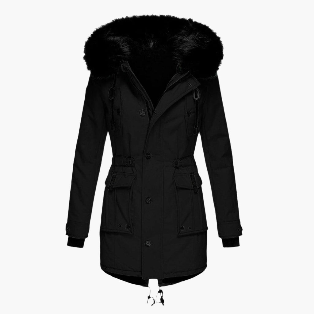 Thick Hooded Parka Coat for Women | Cold Weather Outerwear in Ruby