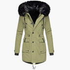 Thick Hooded Parka Coat for Women | Cold Weather Outerwear in Ruby
