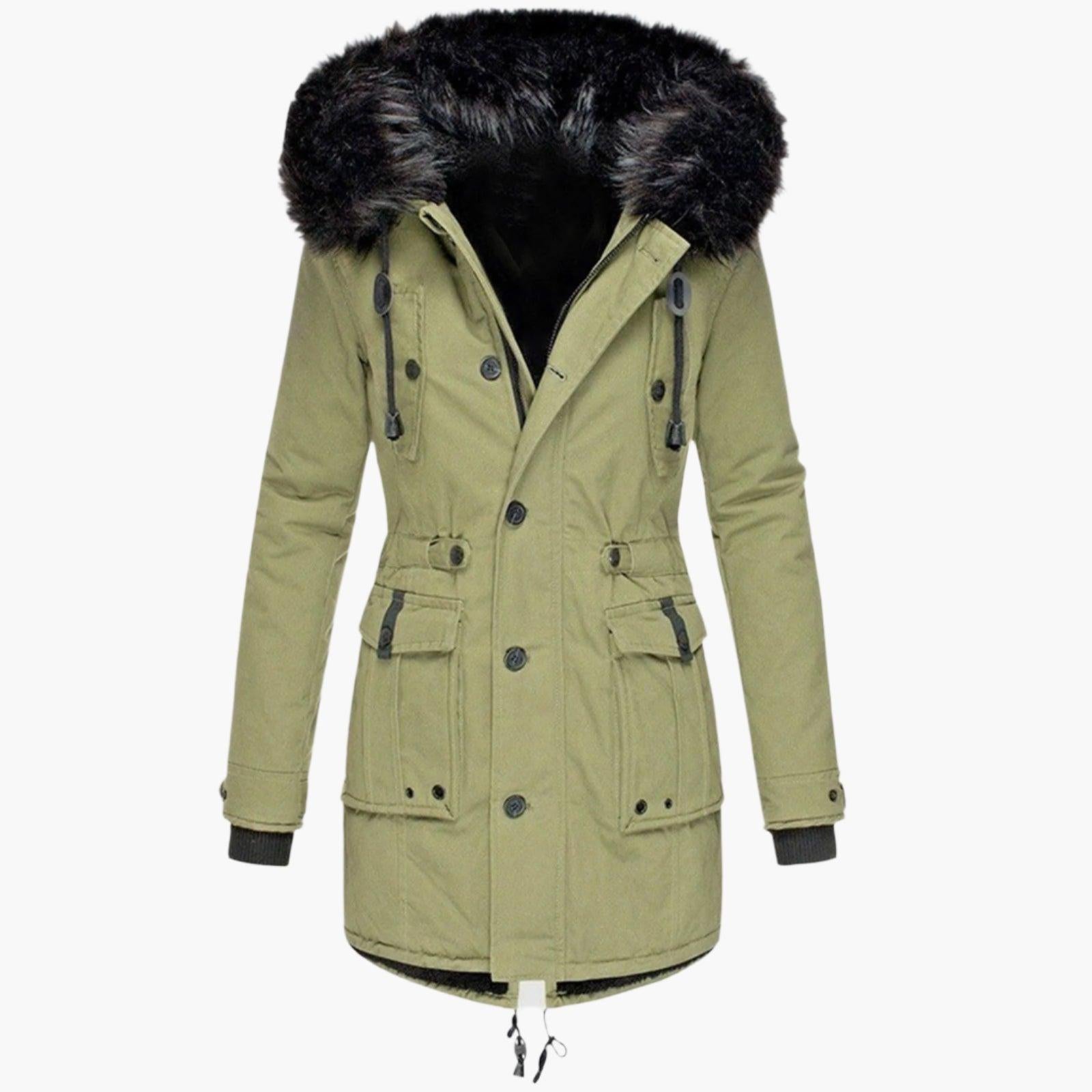 Thick Hooded Parka Coat for Women | Cold Weather Outerwear in Ruby