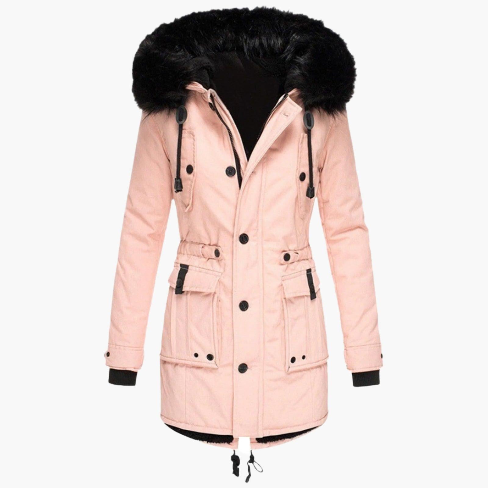 Thick Hooded Parka Coat for Women | Cold Weather Outerwear in Ruby