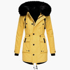 Thick Hooded Parka Coat for Women | Cold Weather Outerwear in Ruby