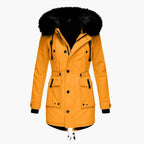 Thick Hooded Parka Coat for Women | Cold Weather Outerwear in Ruby