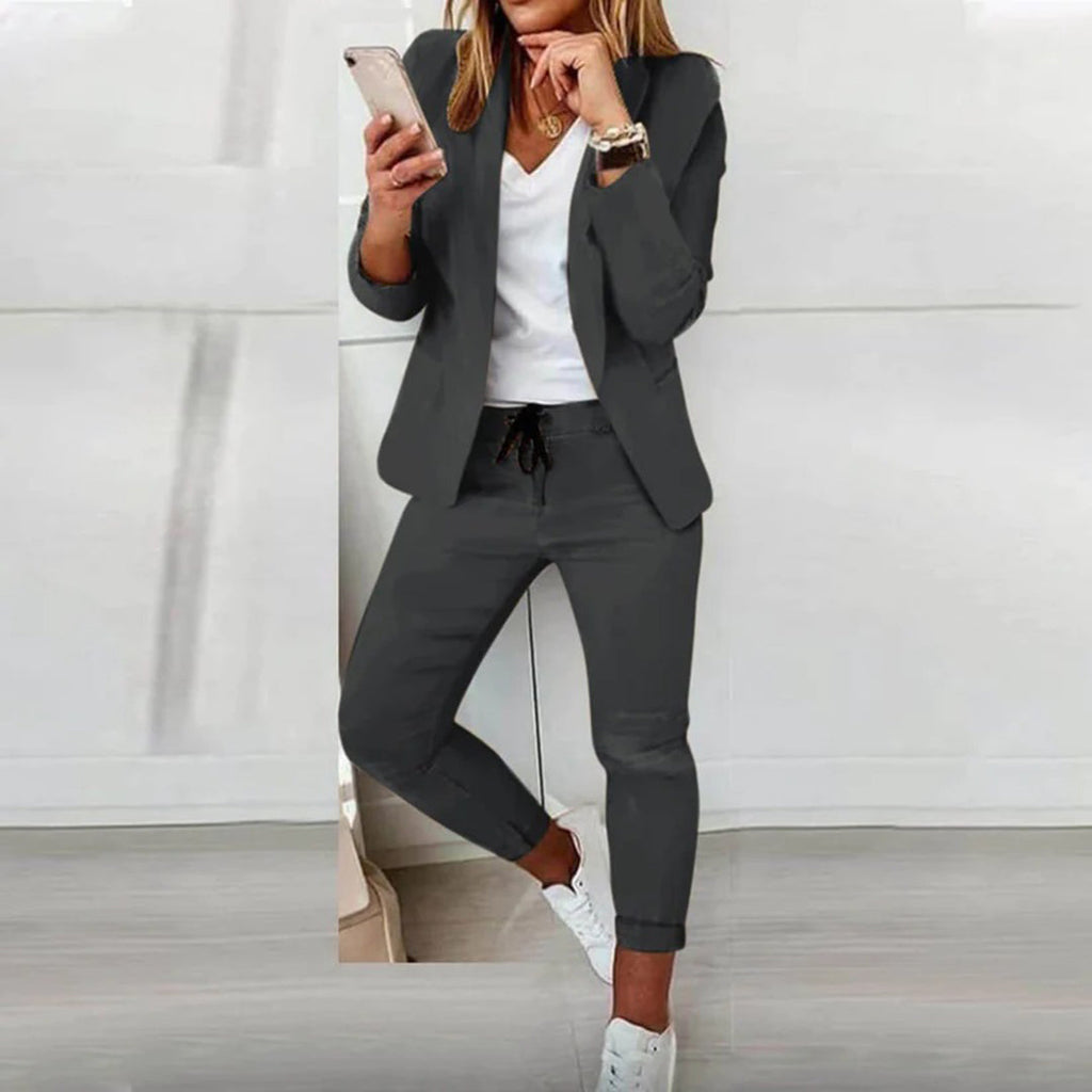 Women's Blazer and Jogger Pants Set | Comfortable Fabric | Casual Chic Outfit for Work or Leisure