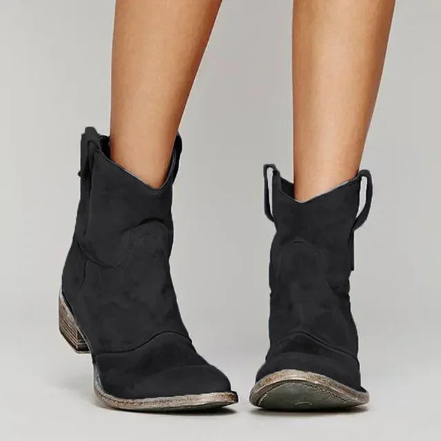 Vintage Western Ankle Boots for Women | Leather | Cowgirl Style | Casual Wear Footwear
