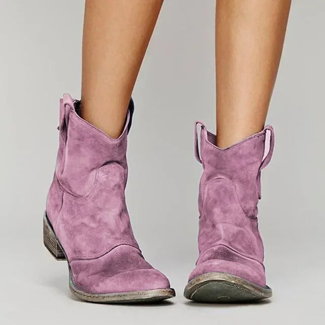 Vintage Western Ankle Boots for Women | Leather | Cowgirl Style | Casual Wear Footwear