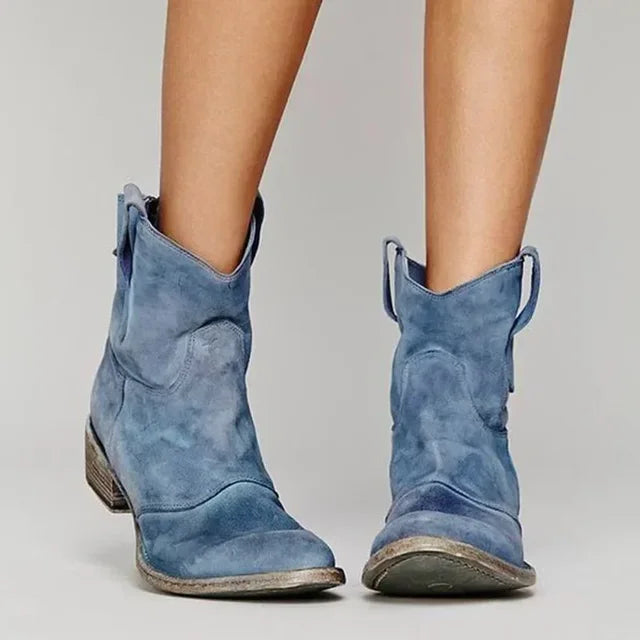 Vintage Western Ankle Boots for Women | Leather | Cowgirl Style | Casual Wear Footwear