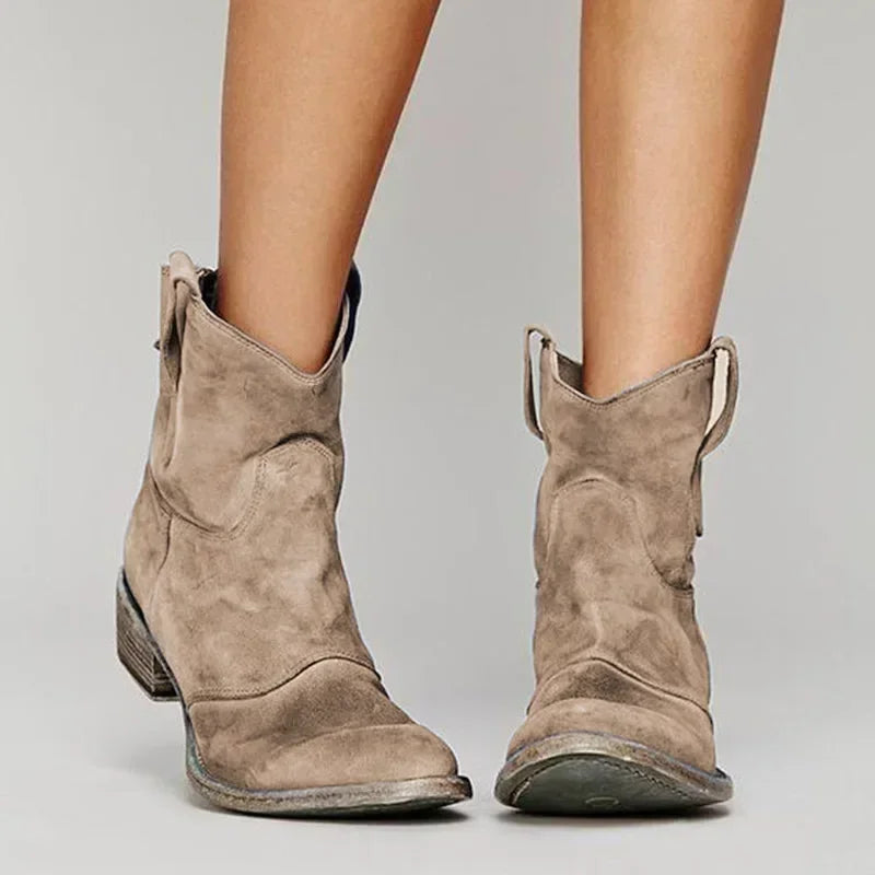 Vintage Western Ankle Boots for Women | Leather | Cowgirl Style | Casual Wear Footwear