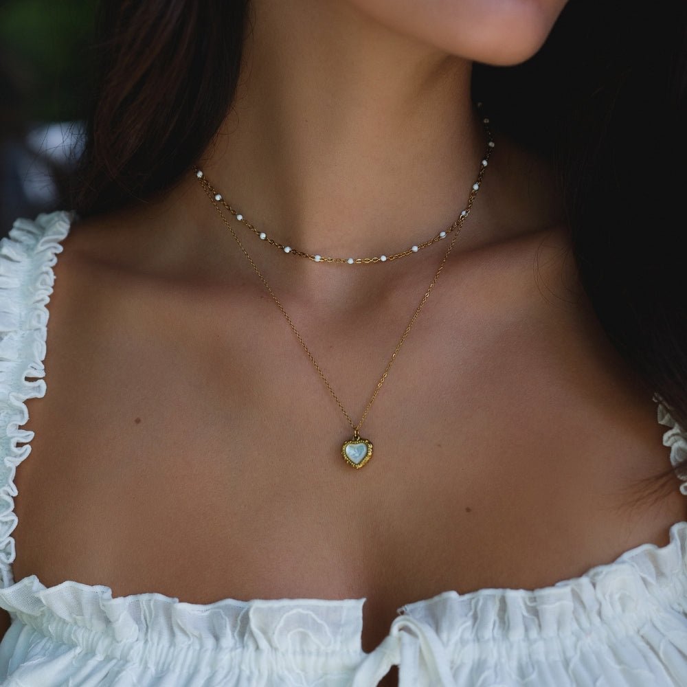 Weißes Perlenhalsband – Alltag, Geschenk