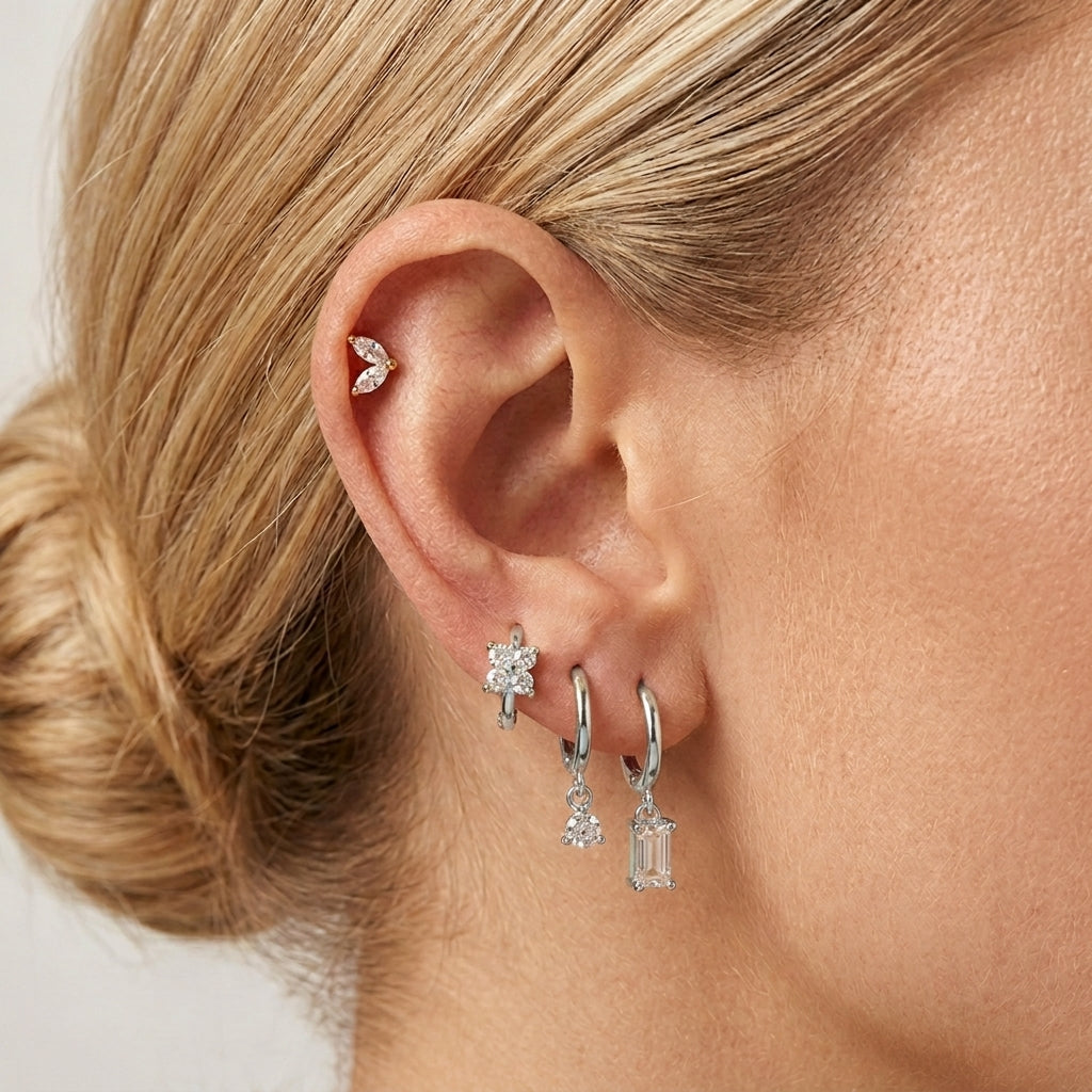 Dainty Flower Lantern Earrings Quartet Set