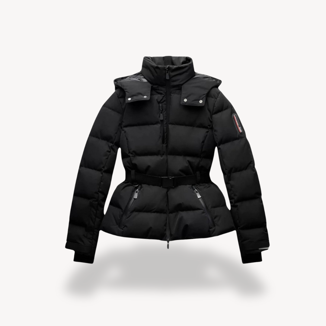 Women's Belted Puffer Jacket - Warm Insulated Outerwear for Cold Weather