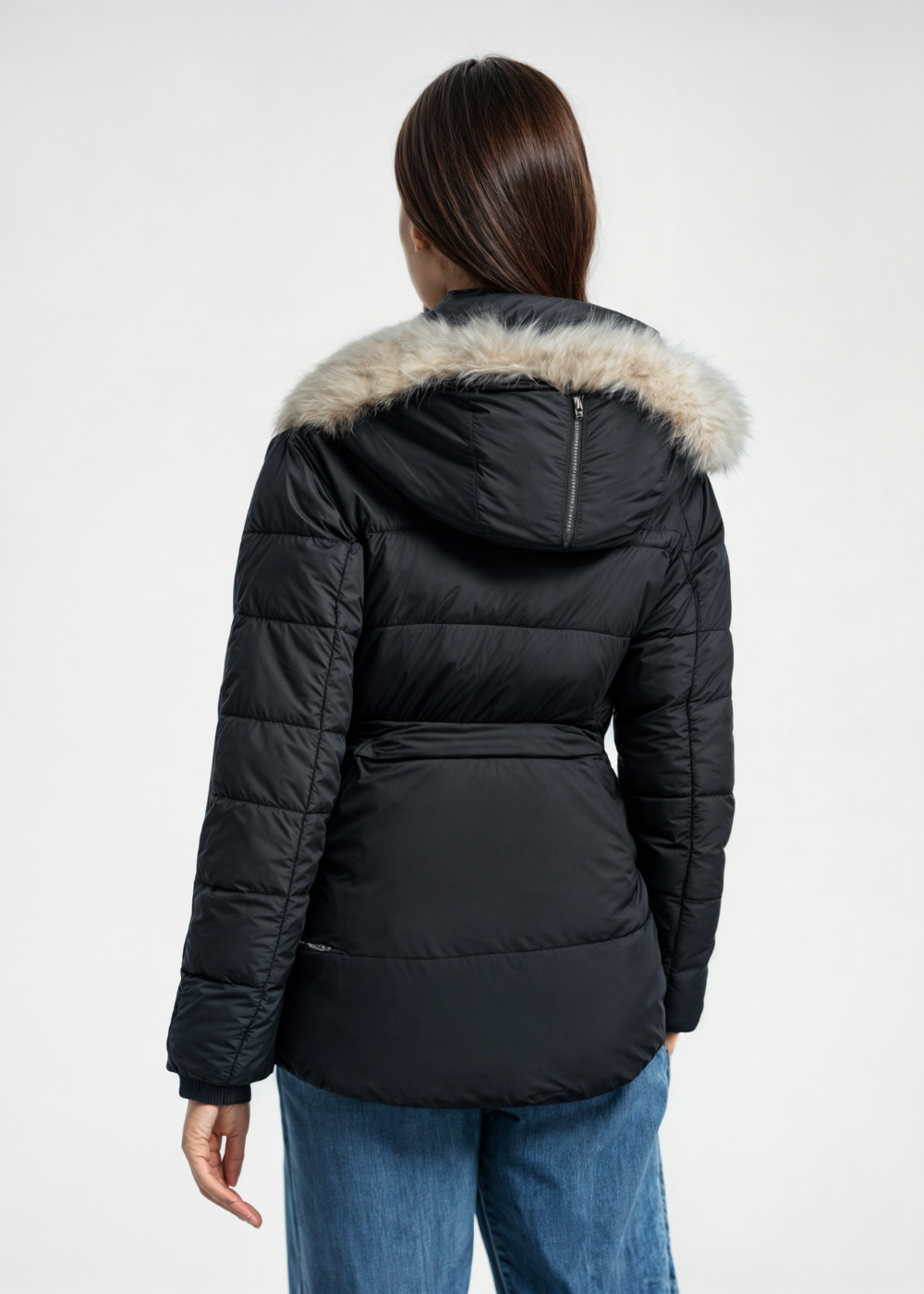 Women's Faux Fur Black Coat - Stylish Winter Outerwear for Cold Weather Fashion