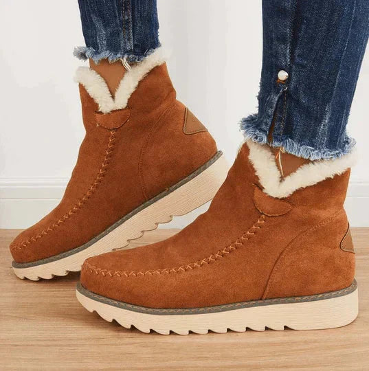 Women's Waterproof Winter Snow Boots - Casual Flat Sole Design for Cold Weather Comfort