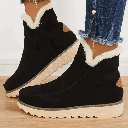 Women's Waterproof Winter Snow Boots - Casual Flat Sole Design for Cold Weather Comfort