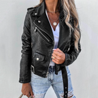 Women's Faux Leather Biker Jacket | Classic Zipper Design | Casual Motorcycle Outerwear for Everyday Wear