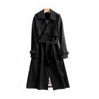 Women's Water-Resistant Double-Breasted Trench Coat with Belt - Classic Everyday Outerwear - Multiple Sizes Available