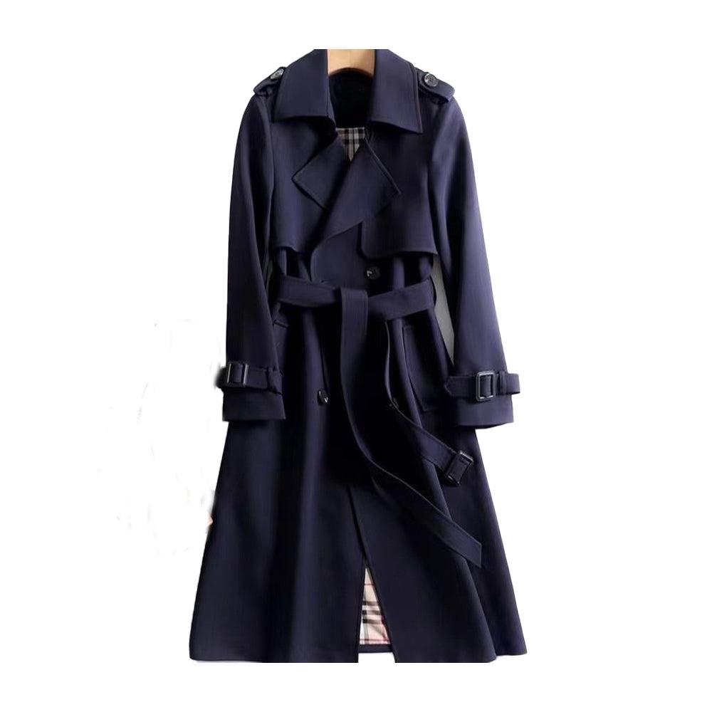 Women's Water-Resistant Double-Breasted Trench Coat with Belt - Classic Everyday Outerwear - Multiple Sizes Available