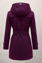 Women's Wool Blend Double-Breasted Hooded Coat for Cold Weather Fashion and Warmth