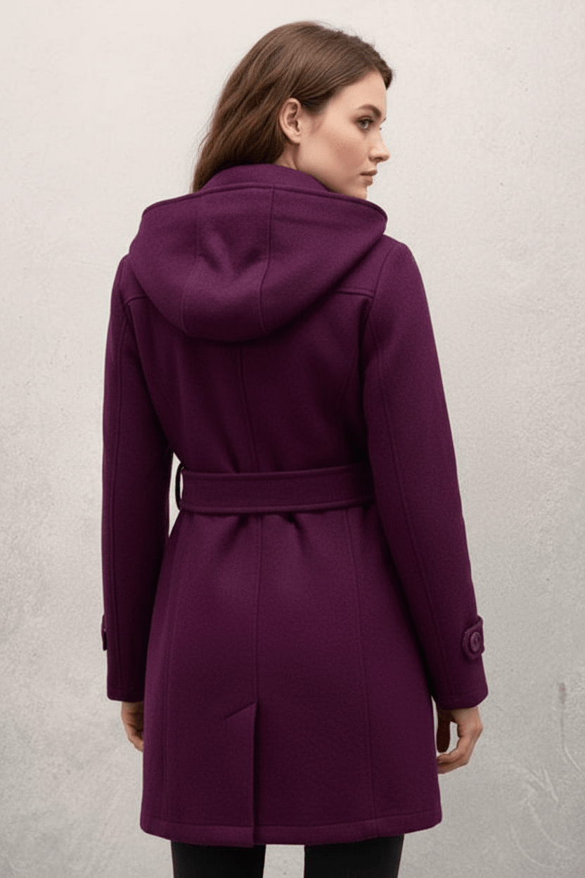 Women's Wool Blend Double-Breasted Hooded Coat for Cold Weather Fashion and Warmth