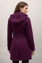 Women's Wool Blend Double-Breasted Hooded Coat for Cold Weather Fashion and Warmth
