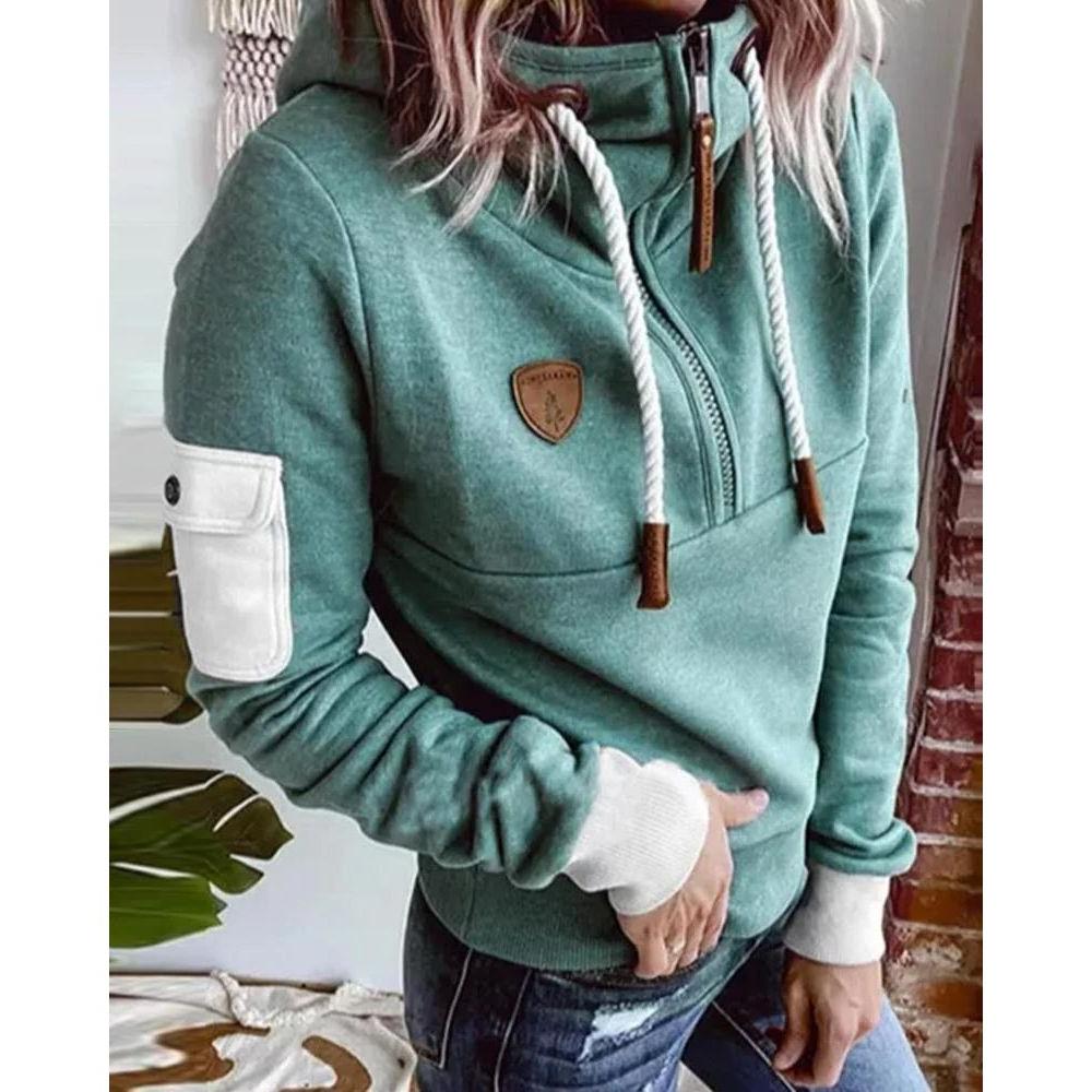 Women's Fleece-Lined Half-Zip Hoodie | Cozy Casual Wear for Cold Weather
