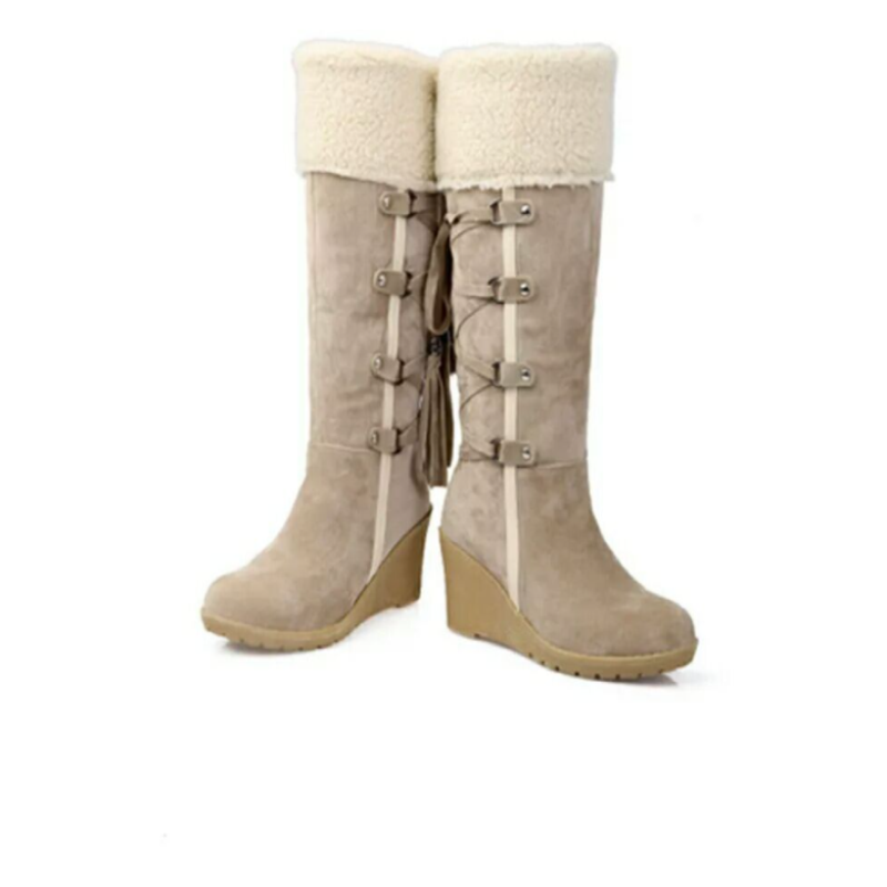 Women's Insulated Fur Lined Wedge Boots | Cozy Winter Footwear for Cold Weather | Stylish and Comfortable Design