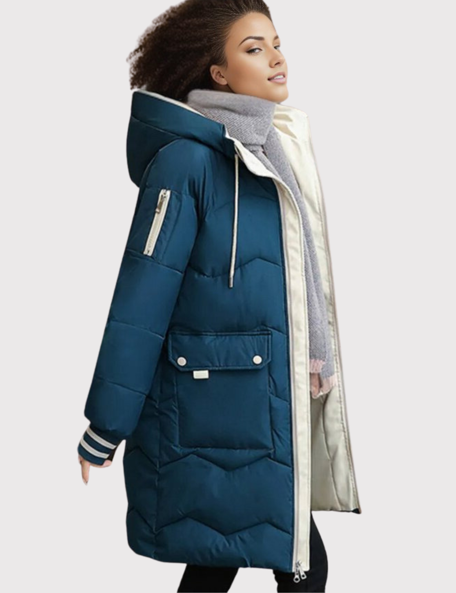 Women's Insulated Hooded Winter Jacket - Warm Long Outerwear for Cold Weather - Stylish and Functional Design