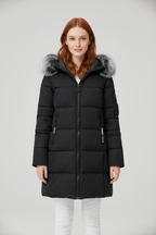 Women's Quilted Insulated Parka Jacket with Fur Collar for Cold Weather Outdoor Activities