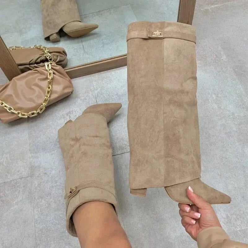 Women's Leather Thigh-High Boots with Buckle Detail for Fashionable Outfits and Stylish Footwear