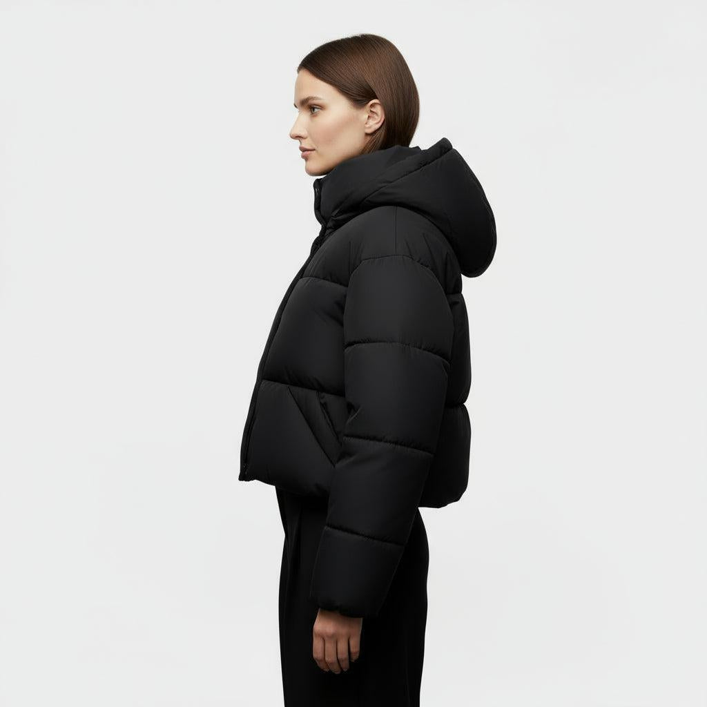 Women's Insulated Hooded Short Puffer Jacket - Lightweight, Casual Cold Weather Outerwear
