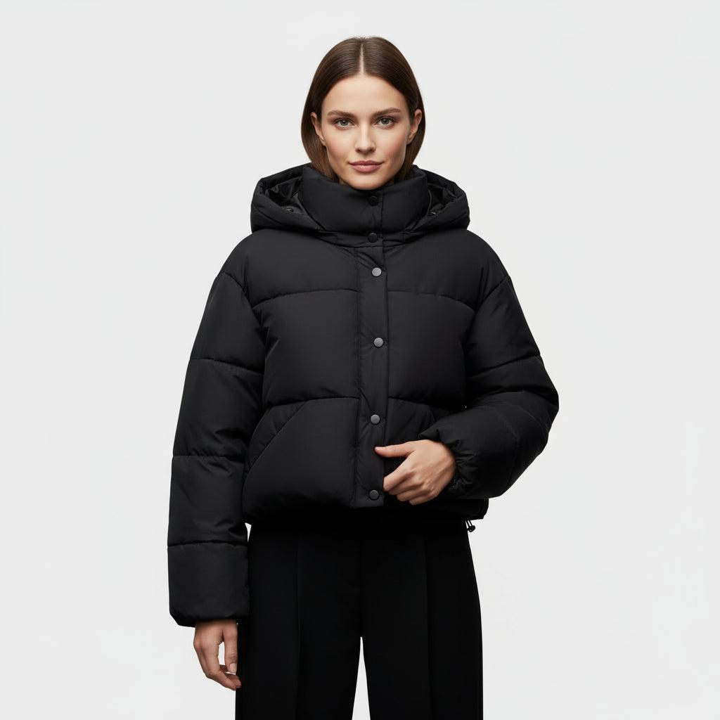 Women's Insulated Hooded Short Puffer Jacket - Lightweight, Casual Cold Weather Outerwear