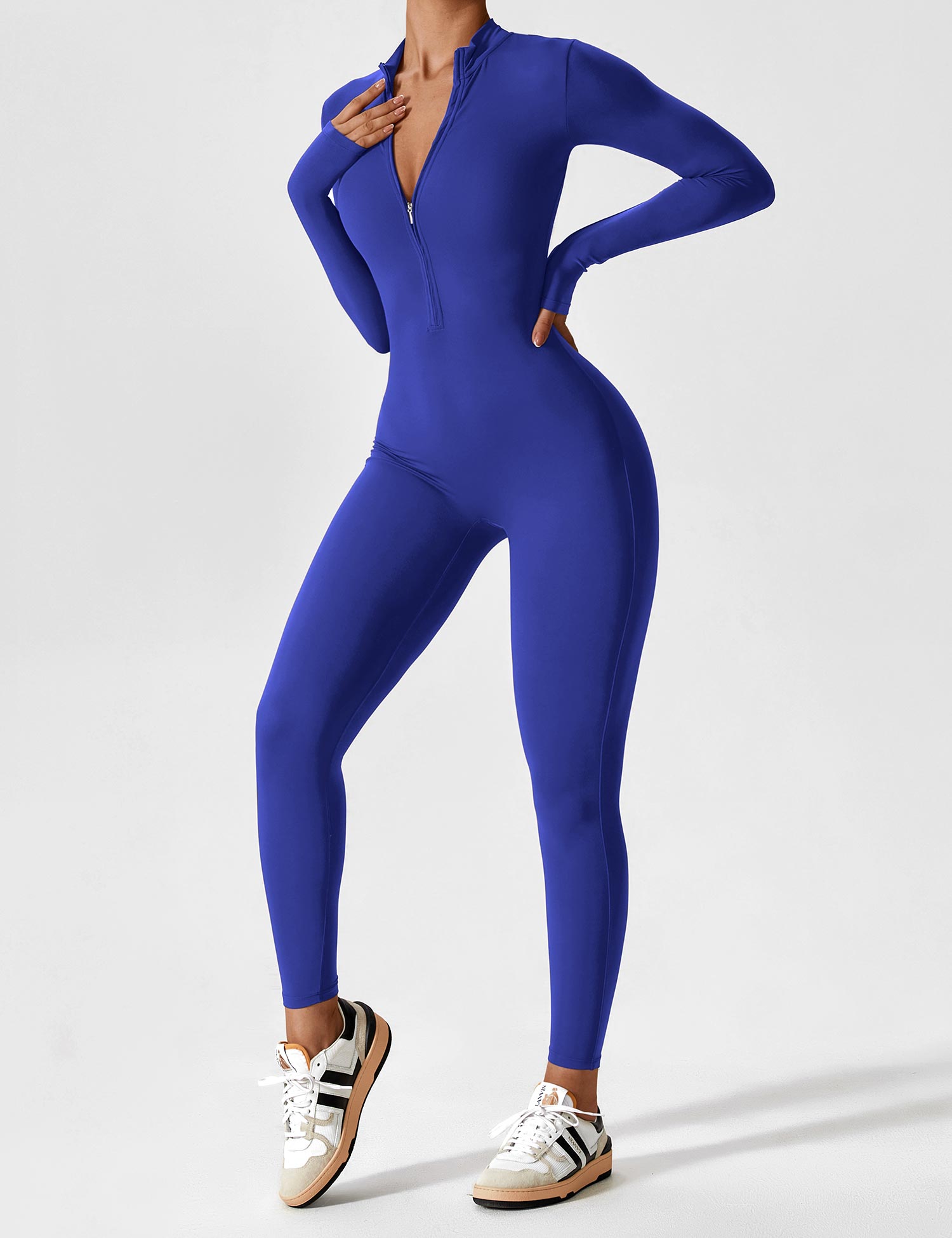 Women's Long Sleeve Zip Set - Lightweight Summer Fabric - Casual Everyday Wear - Multiple Color Options Available