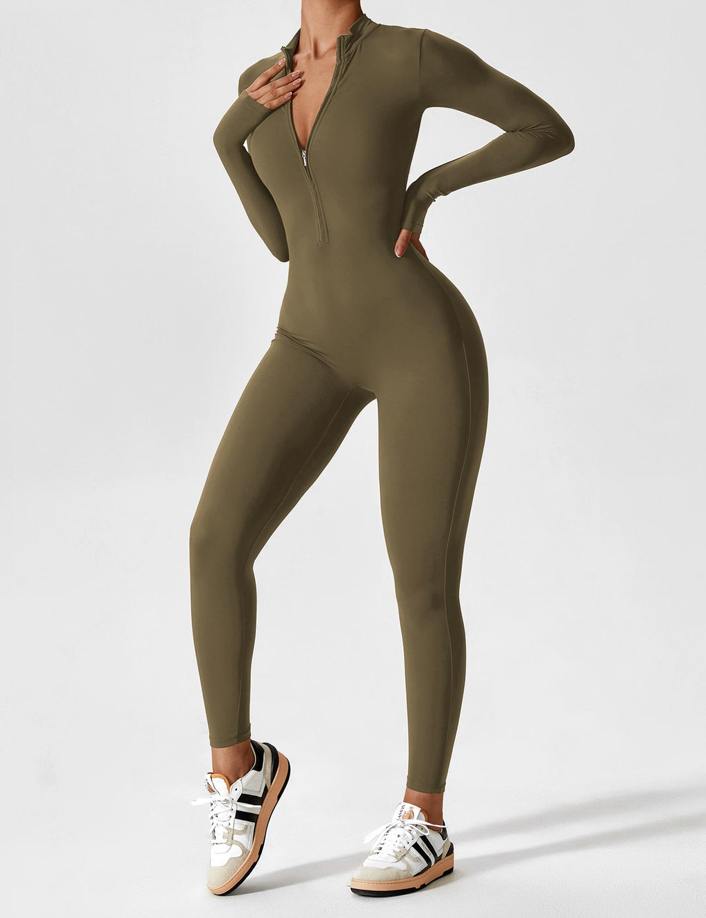 Women's Long Sleeve Zip Set - Lightweight Summer Fabric - Casual Everyday Wear - Multiple Color Options Available
