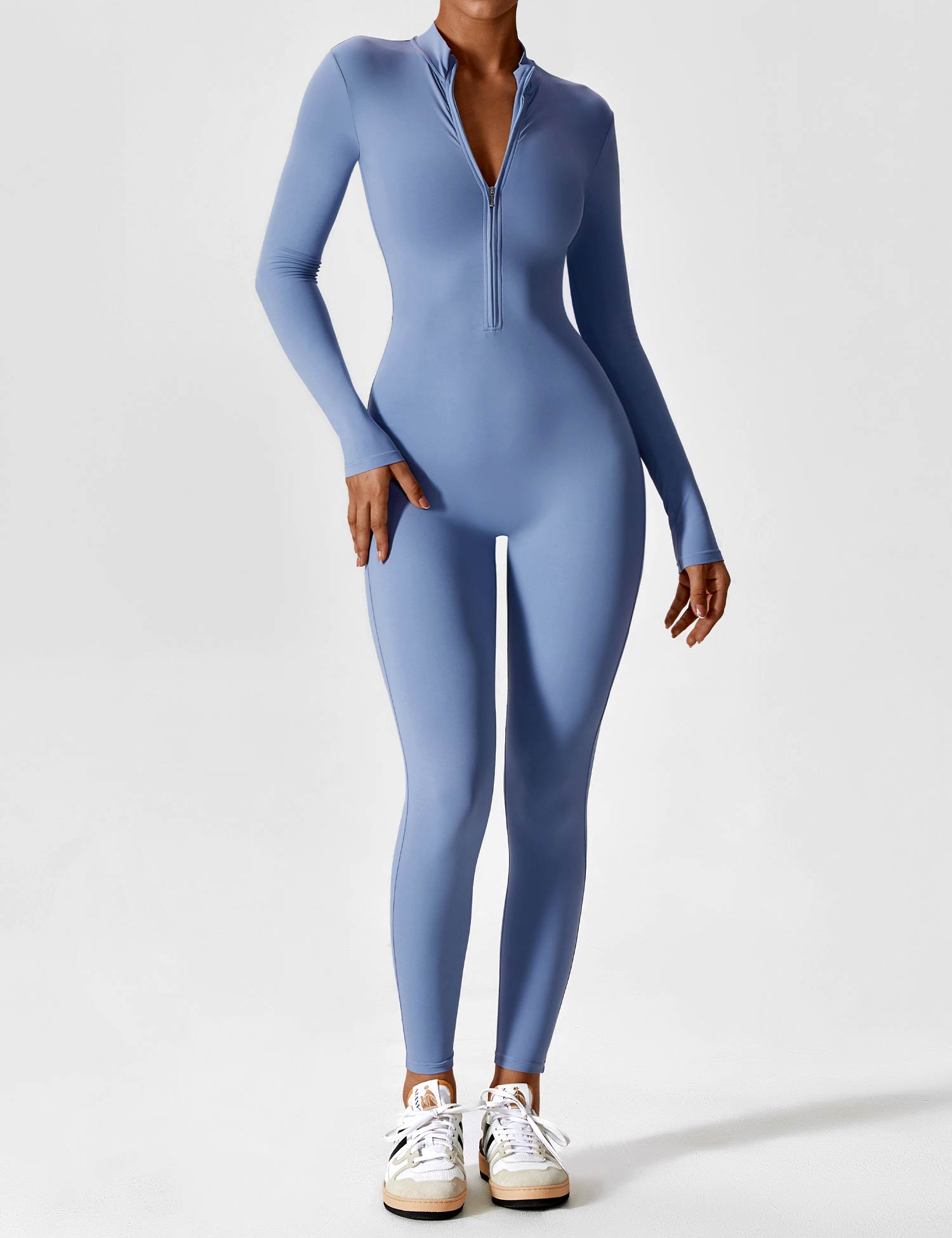 Women's Long Sleeve Zip Set - Lightweight Summer Fabric - Casual Everyday Wear - Multiple Color Options Available