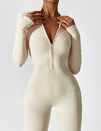 Women's Long Sleeve Zip Set - Lightweight Summer Fabric - Casual Everyday Wear - Multiple Color Options Available